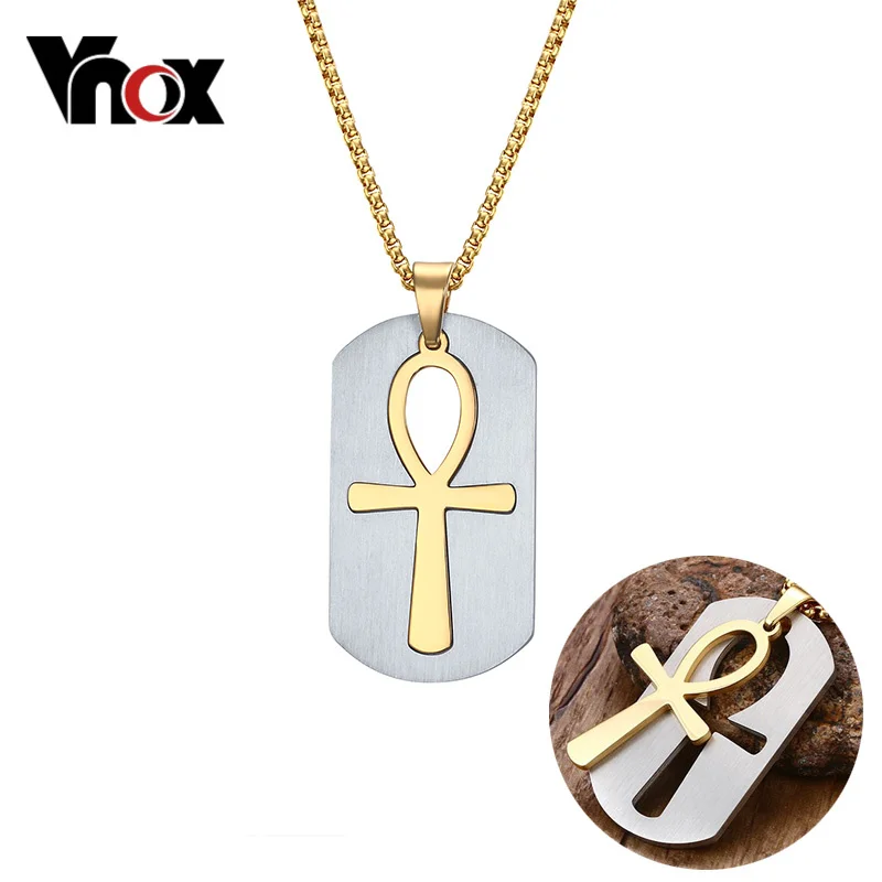 

Vnox Removable Ankh Necklace Pendant Surgical Steel Life Cross Egyptian Men Jewelry Gold-Color The Key of the Nile