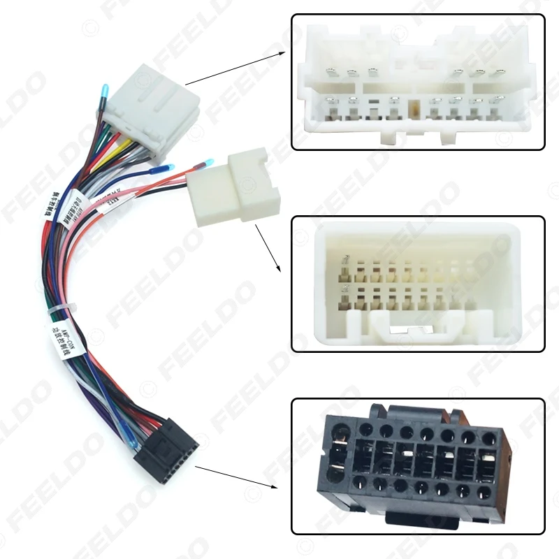 FEELDO 1Pc Car Radio Audio 16PIN Adaptor Wiring Harness For Mitsubishi Pajero Sport Power Calbe Wire Plug Harness