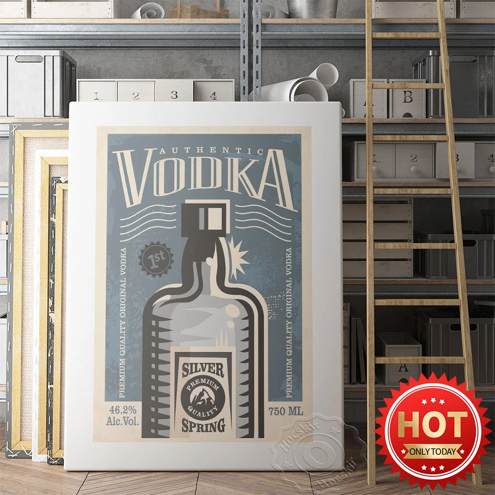 Authentic Vodka Silver Spring Poster, Bar Pub Club Wall Vintage Decor Prints, Premium Quality Original Vodka Propaganda Mural