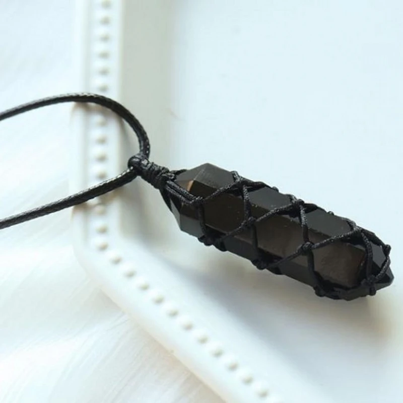 Wholesale Black Obsidian Natural Stone Pendants Pendulum Pendant Necklace Safe Lucky For Women Men Couple Style Fashion Jewelry