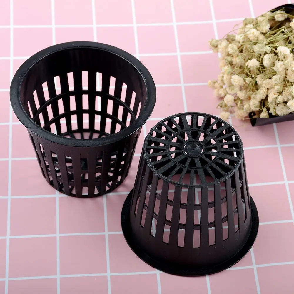 10Pcs/Set Black Plastic Mesh Pot For Garden Aeroponic Plant Grow Clone Heavy Duty Mesh Pot Net Cup Basket