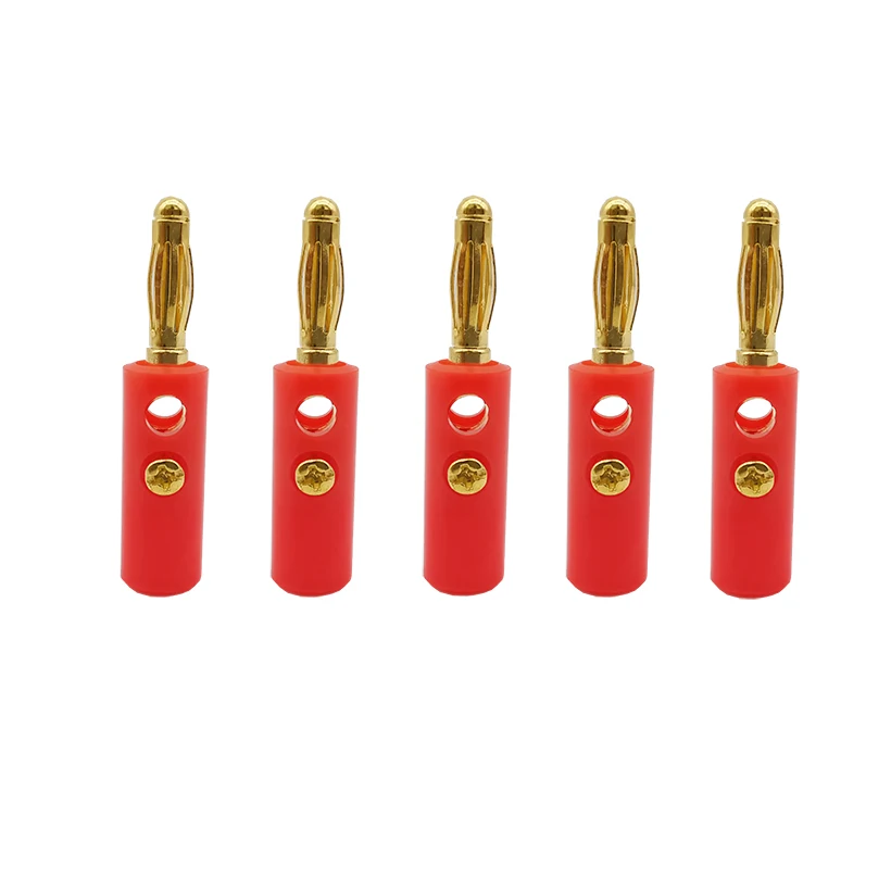 10Pcs Screw 4mm Banana Plug Gold Plated Connector Audio Speaker Cable Adapter Amplifier DIY Red Black