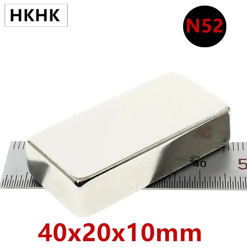 

1/5P N52 40x20x10 mm Super Strong Sheet Rare Earth Magnet Thickness 10mm Block Rectangular Neodymium Magnets 40mm x 20mm x 10mm