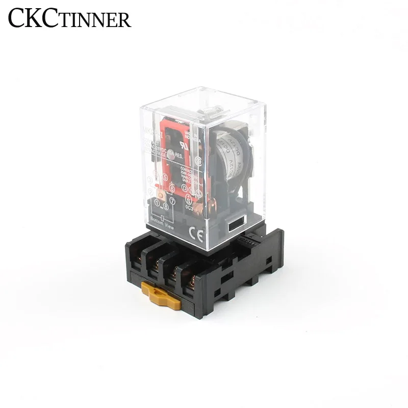 Intermediate relay MK2P-I MK2P small electromagnetic relay with socket base 8PIN PF083A DC12V DC24V AC110V AC220V