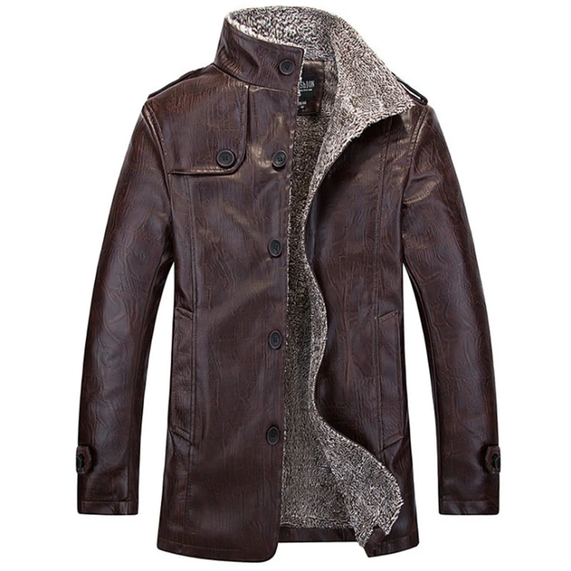 Autumn Winter Casual PU Leather Jacket Men Slim Fit Motorcycle Jacket Fleece Male Coat Faux Leather Jacket chaqueta cuero hombre