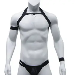 CLEVER-MENMODE Corps Poitrine SFP Hommes Ceinture Lingerie Strings Ensemble Sexy artificiel astique initié Bondage Sangle G-string Costume Brassard