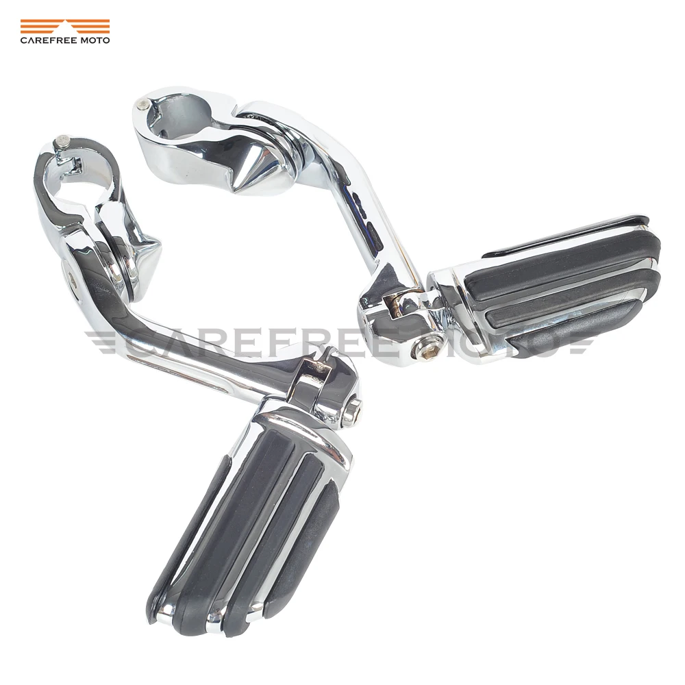 Chrome Long Angled Anti Vibration Motorcycle Foot peg Moto Foot Rest case for Honda Harley Suzuki Kawasaki 1-1/4