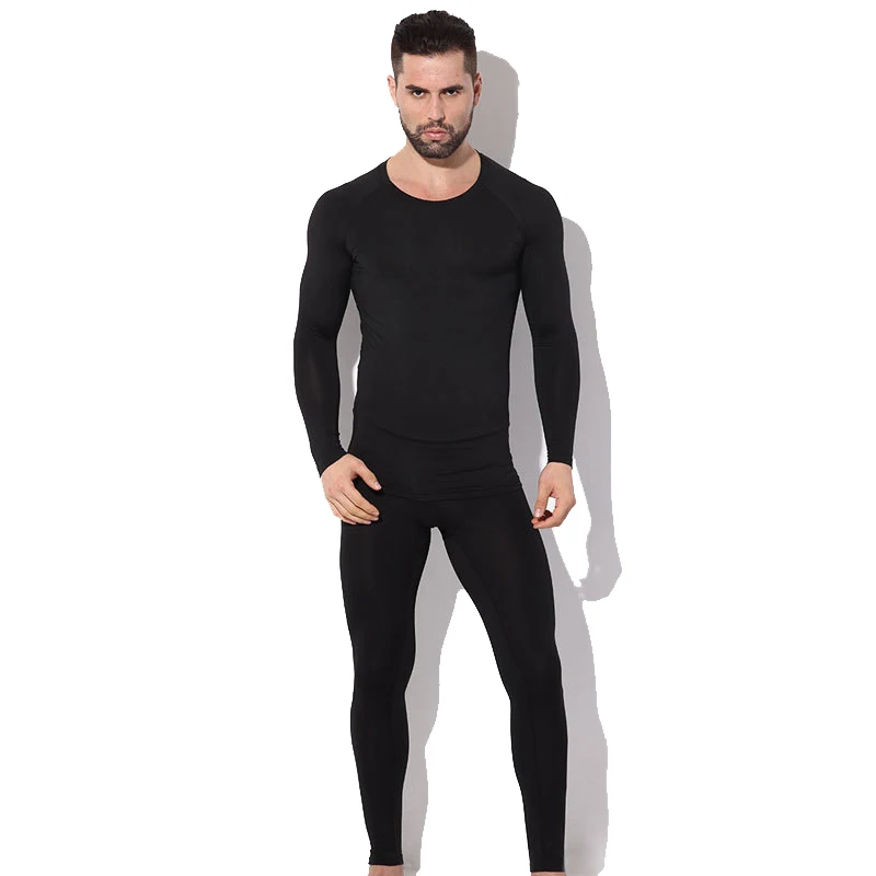 Men\'s Fleece Lined Thermal Underwear Set Motorcycle Skiing Base Layer Winter Warm Long Johns Shirts & Tops Bottom Suit