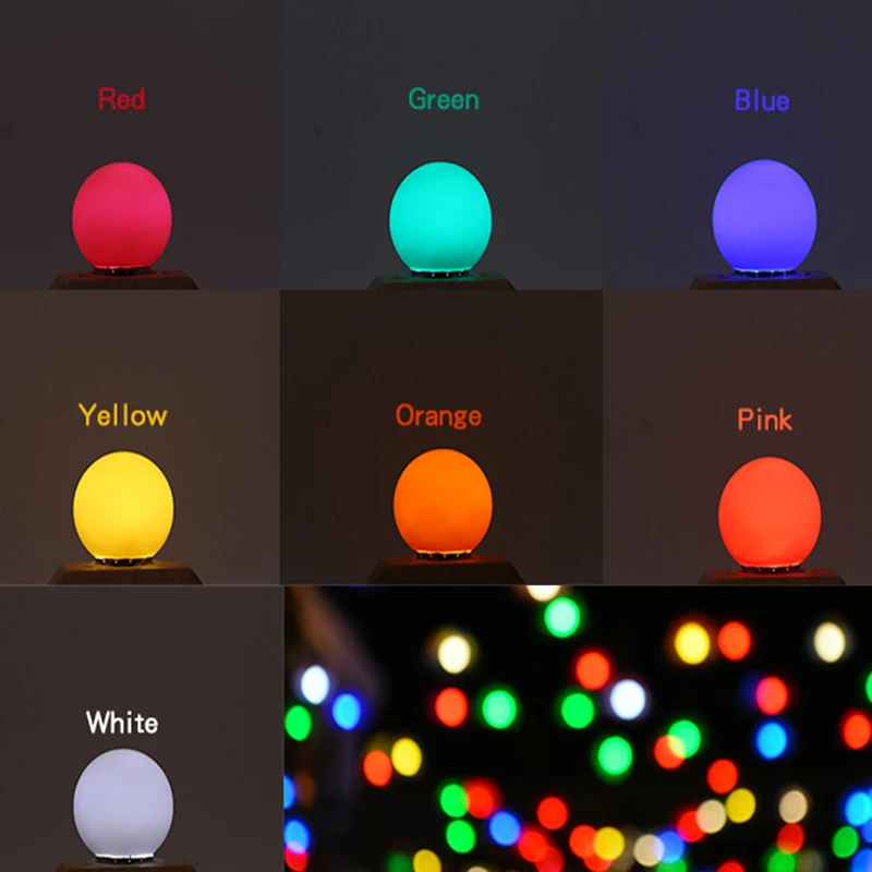 7Pcs/Lot Colorful LED Bulb Lamp 1W E27 220V Wedding Christmas Decoration Lamp Bulb 7 Colors Bedroom Night Light Indoor Lighting