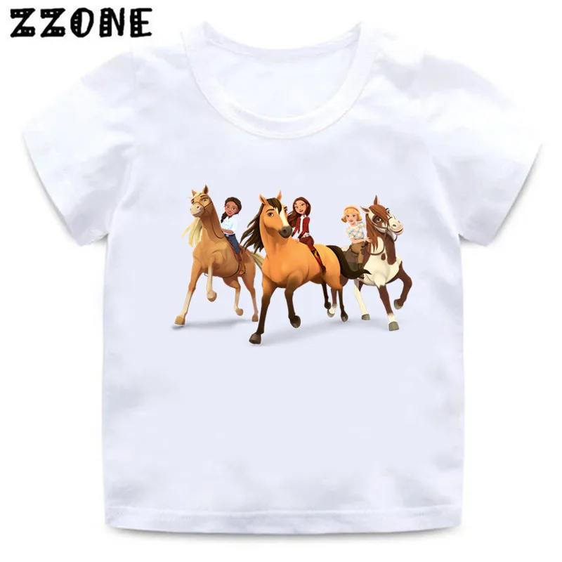 Lucky & Mustang Spirit Horse Cartoon Kids T-Shirts Funny Baby Girls Clothes Boys T shirt Summer Casual Children Tops,HKP5457