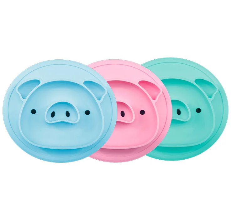 

Table Mat Baby Duck Pig Dishes Silicone Plate Suction Tray Antislip Mini Mat Children Kids Meal Fruits Tray Todder Placemat