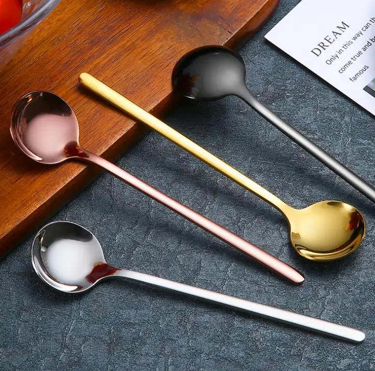 

Delicate Stainless Steel Titanium Colorful Plated Spoon Multicolor Soup Spoons Stainless Steel Coffee Spoons Stir Teaspoon