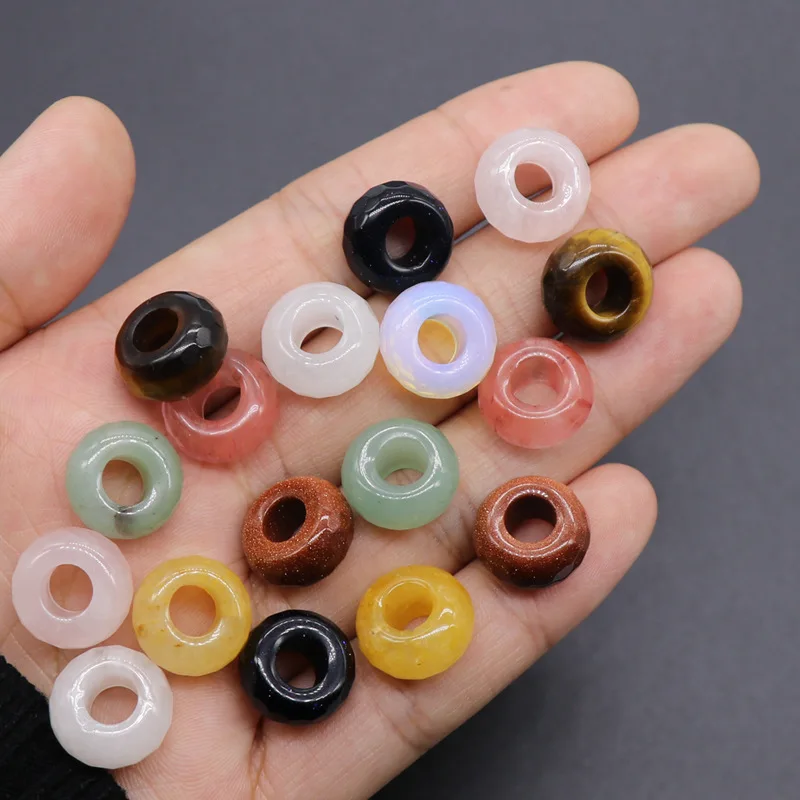 5Pcs/pack  8x14mm Large Hole Beads Faceted Semi-precious 9 Colors 6mm Hole Abacus Round Loose Beads DIY for Bracelets Necklace
