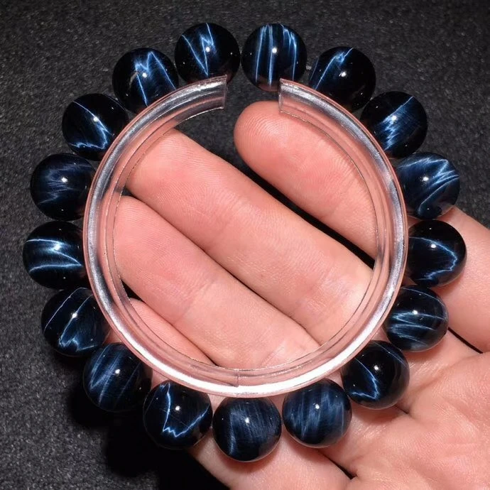 Natural Genuine Blue Tiger's Eye Hawk Eye Round Beads Bracelet Gemstone Woman Men 10mm 12mm 14mm 16mm 18mm AAAAAA