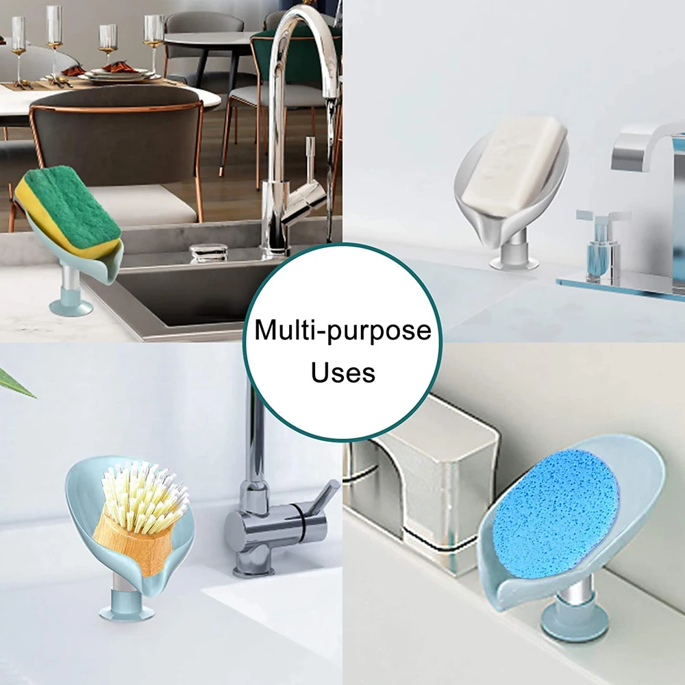 Leaf Shape Soap Box Drain Soap Holder Box Bathroom Shower Soap Holder Sponge Storage Plate Tray Bathroom Supplies Bathroom Gadge