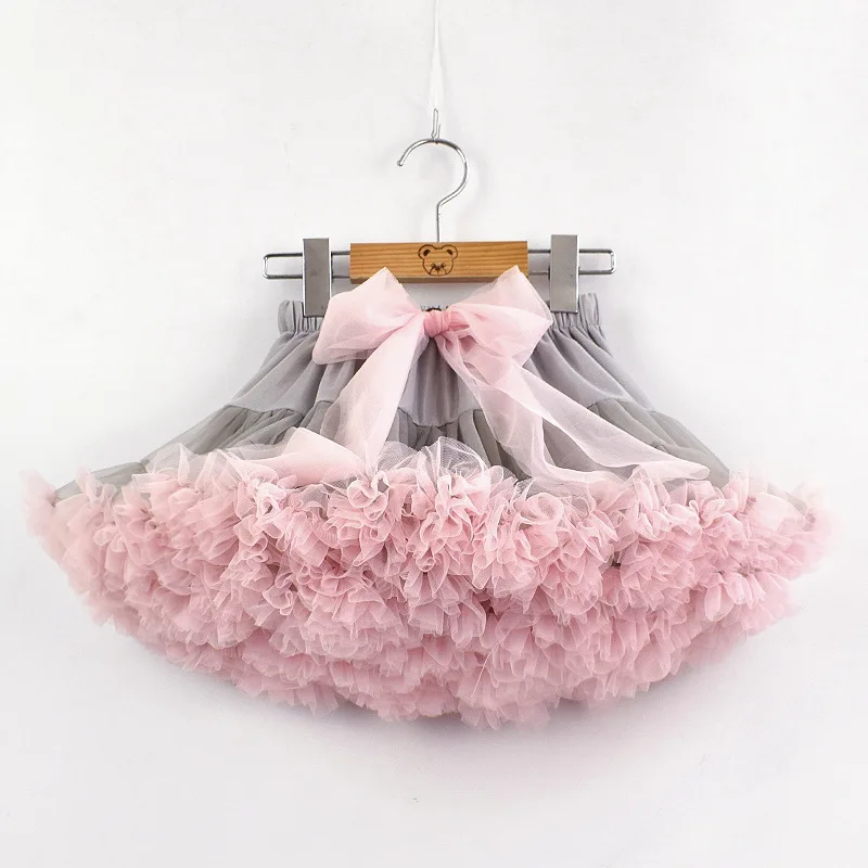 HOT Girls Tutu Skirts Splicing Fluffy Tulle Princess Ball Gown Pettiskirt Kids Ballet Party Children Performance Skirts