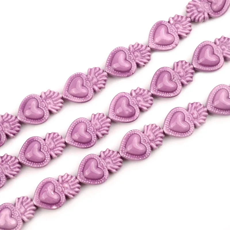 20pcs 10X16mm Small Torch Heart Shape Ceramic Beads DIY Charms Bead for Jewelry Making Bracelet Necklace Accessories Women Gifts