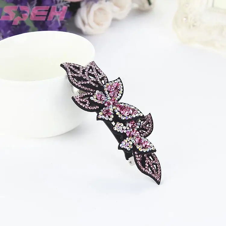 Fashion simple one word clip Rhinestone simple portable butterfly hairpin keaido style headwear hair accessories manufacturer