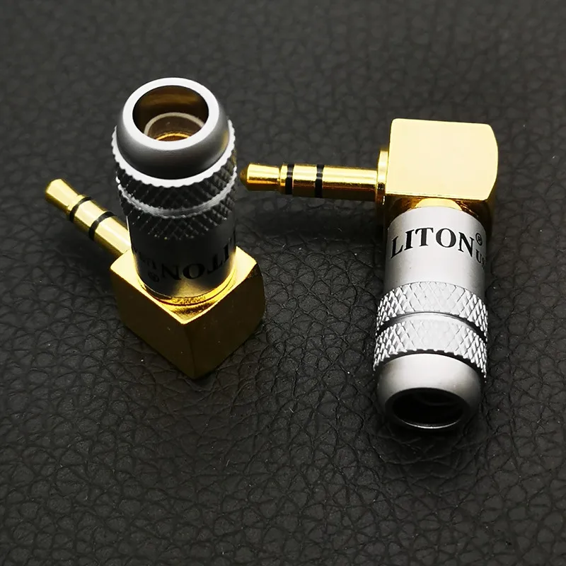 1 Stück LITON 3,5 mm Audio-Stecker 90-Grad-L-förmiger Stecker vergoldeter Schweißadapter 6 mm dreiteiliger Kopfhörerstecker