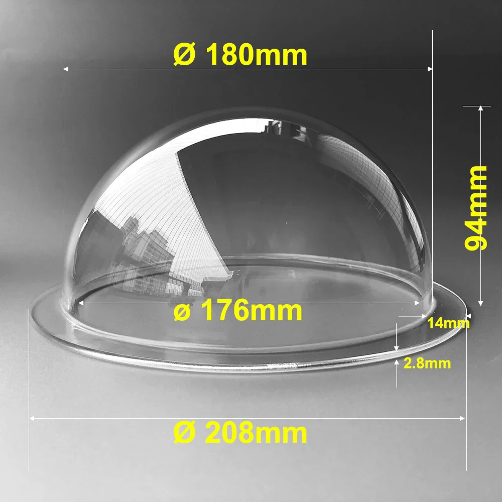 8Inch Acrylic Clear Round Cover Surveillance Security CCTV Camera Dome Housing Outdoor High Speed PTZ Dome Camera Cover 208X94mm