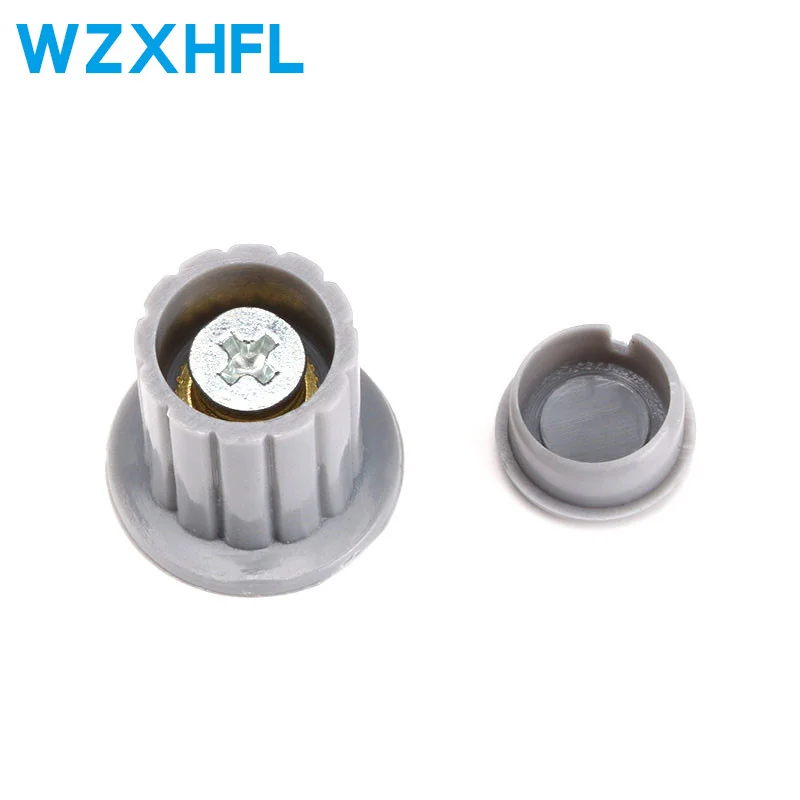 10pcs Potentiometer Plastic knob Cap KYP25-18-6J Band Switch Universal Round D-shaped shaft Black and gray