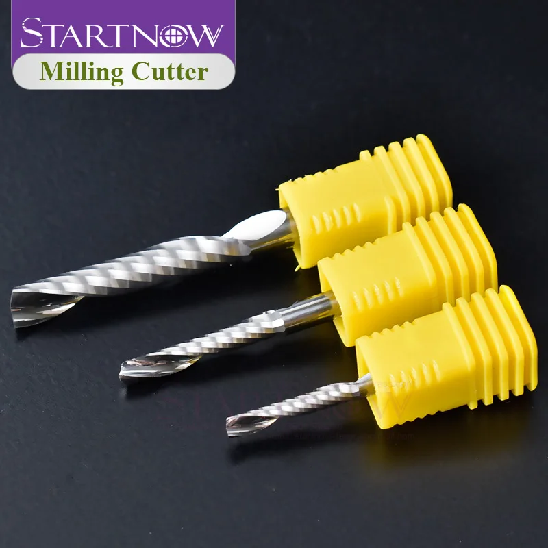 Startnow 5Pcs/Lot Acrylic Carbide Tungsten Steel Milling Cutter CNC Router Tungsten 1 Flute Spiral Bits PVC Plastic End Mills