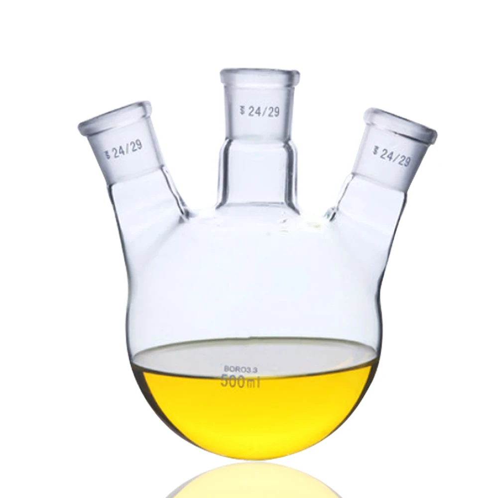 Inclined three mouth flask 250-1000ml Chemical experimental reactor Three neck flask Round bottom spherical distillation flask