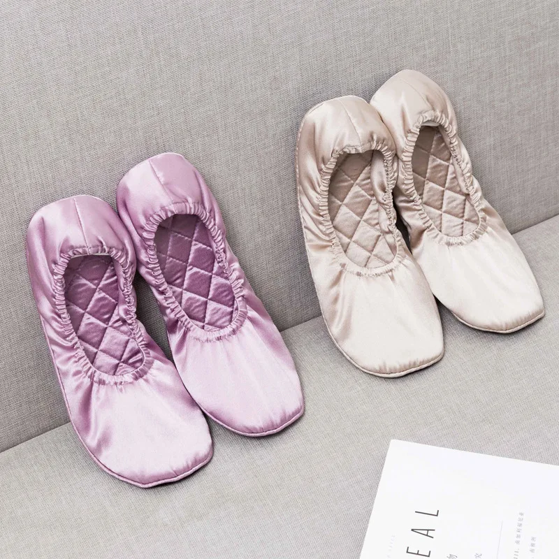 19 Momme House Wear Silk Slippers for Indoors Ballet Shoes Comfortable High Quality ladies Shoes for travel floor slipper