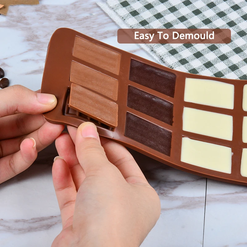 1PCS Silicone Mold 12 Cells Chocolate Mold Fondant Patisserie Candy Bar Mould Cake Mode Decoration Kitchen Baking Accessories