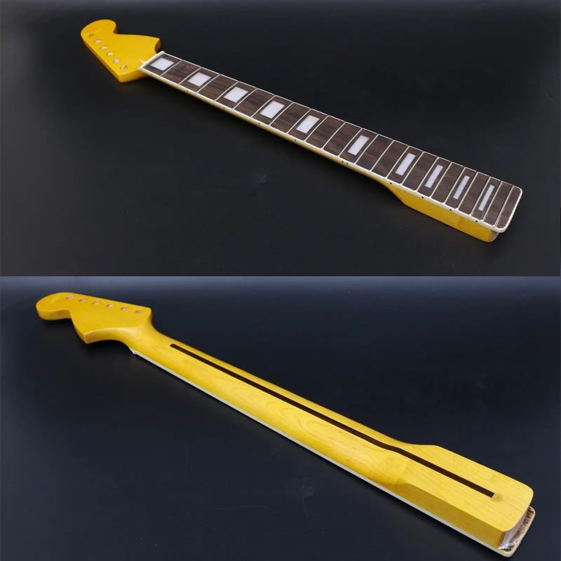 S4 22Fret Guitar Neck 25.5 Inch Yellow Painting Block Inlay Canada Maple Rosewood fingerboard