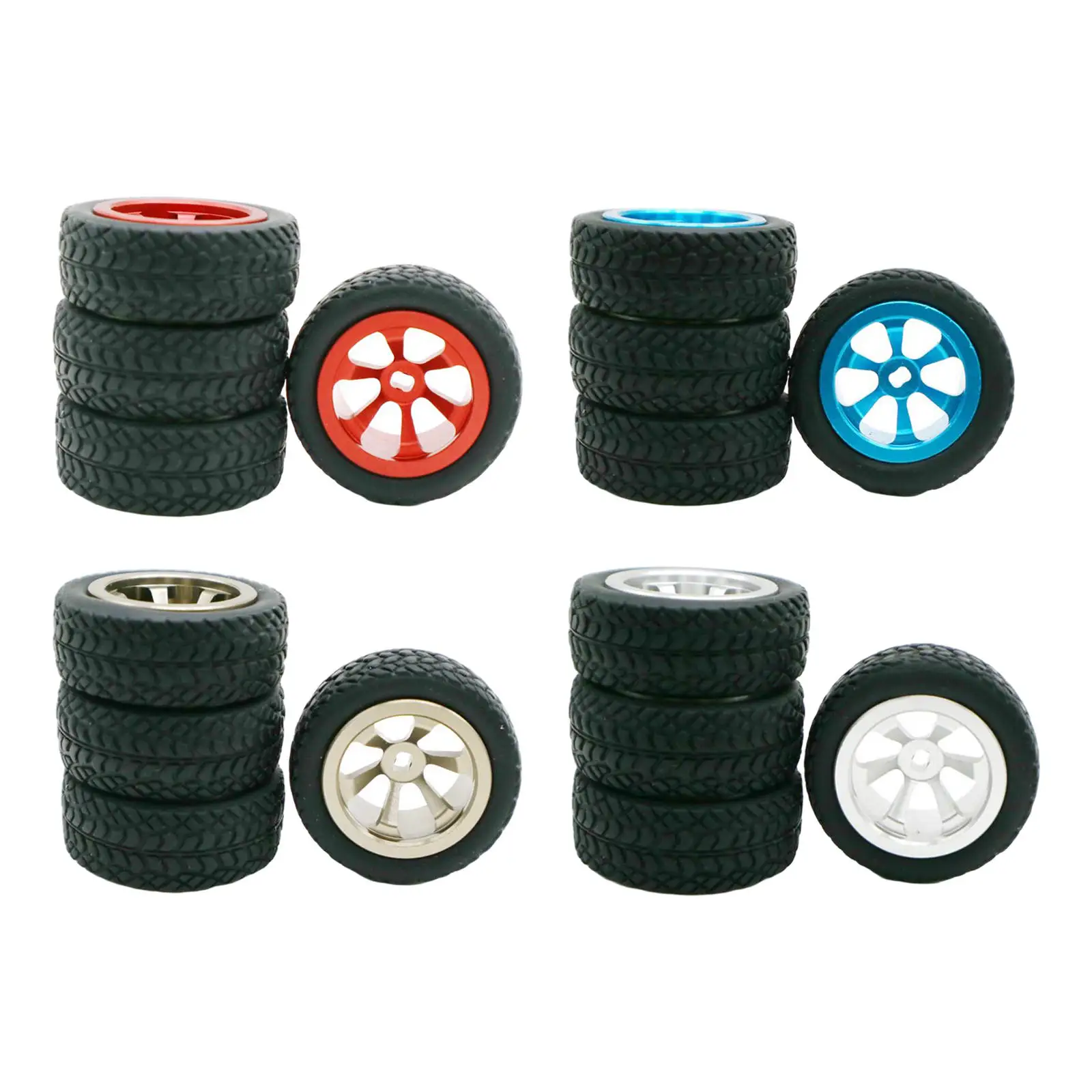 4 Pieces RC Car Rubber Tires&Wheel Rims 1.18inch for Wltoys 1/28 Scale K969 K979 K989 K999 P929 P939 284131 Model Car Parts