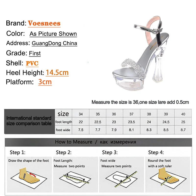 Crystal Heels Women Clear Platforms Shoes 2022 Summer Bling Silvery High Heels Sandals Female Transparent PVC Sexy Wedding Shoes