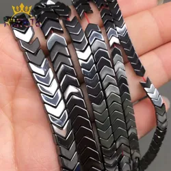 Natural Black Hematite Stone Beads Arrow Shape Loose Spacer Beads For Jewelry DIY Making V Shape Bracelet 15'' 4*4mm/6*5mm/8*7mm