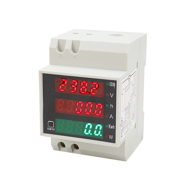 D52-2047 DIN-Rail Multi-Function Digital Meter Measuring AC Power Time Current Voltage Power Factor LED CT100A