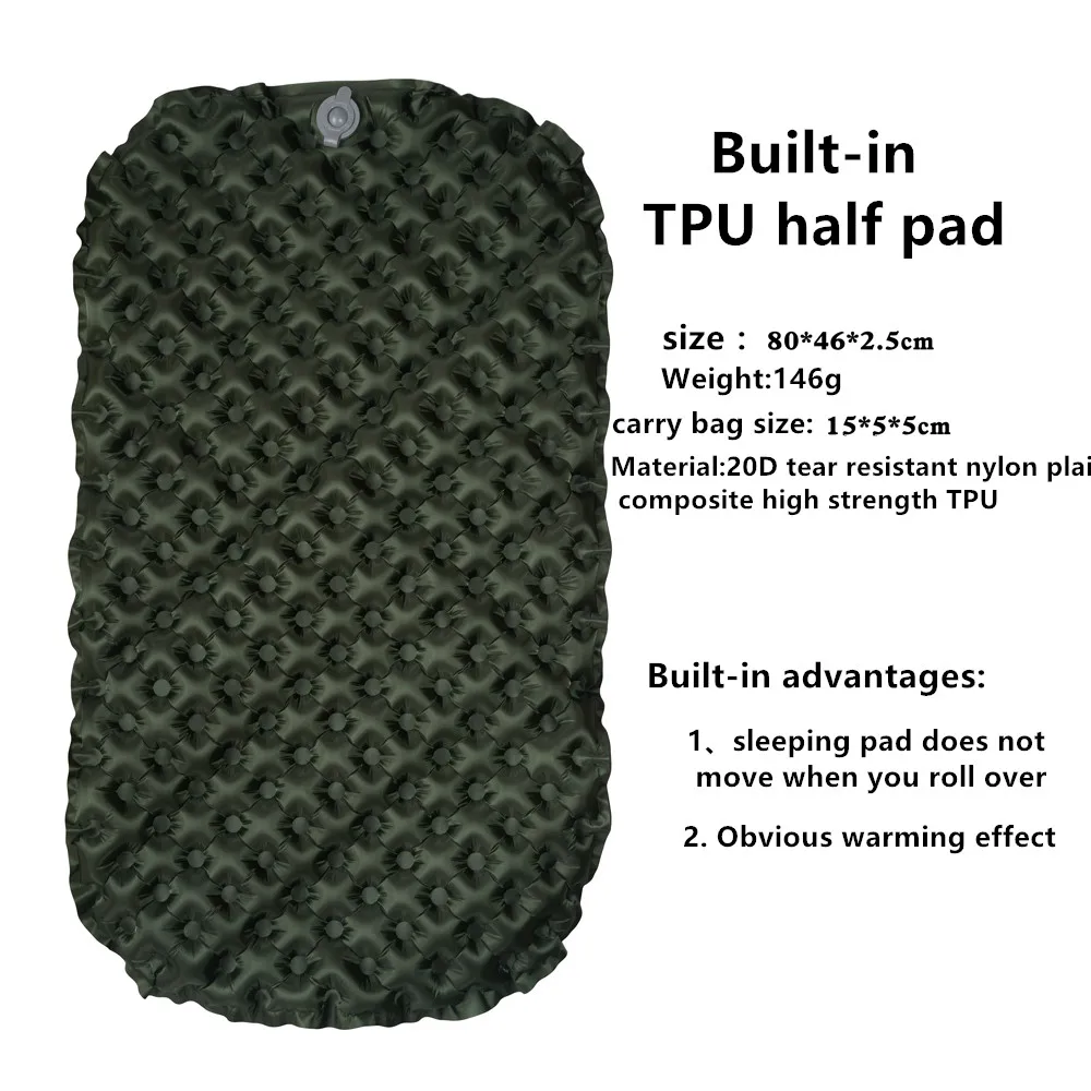 Built-in TPU half pad,Outdoor single person ultra light and convenient thickened sleeping pad,moisture-proof pad