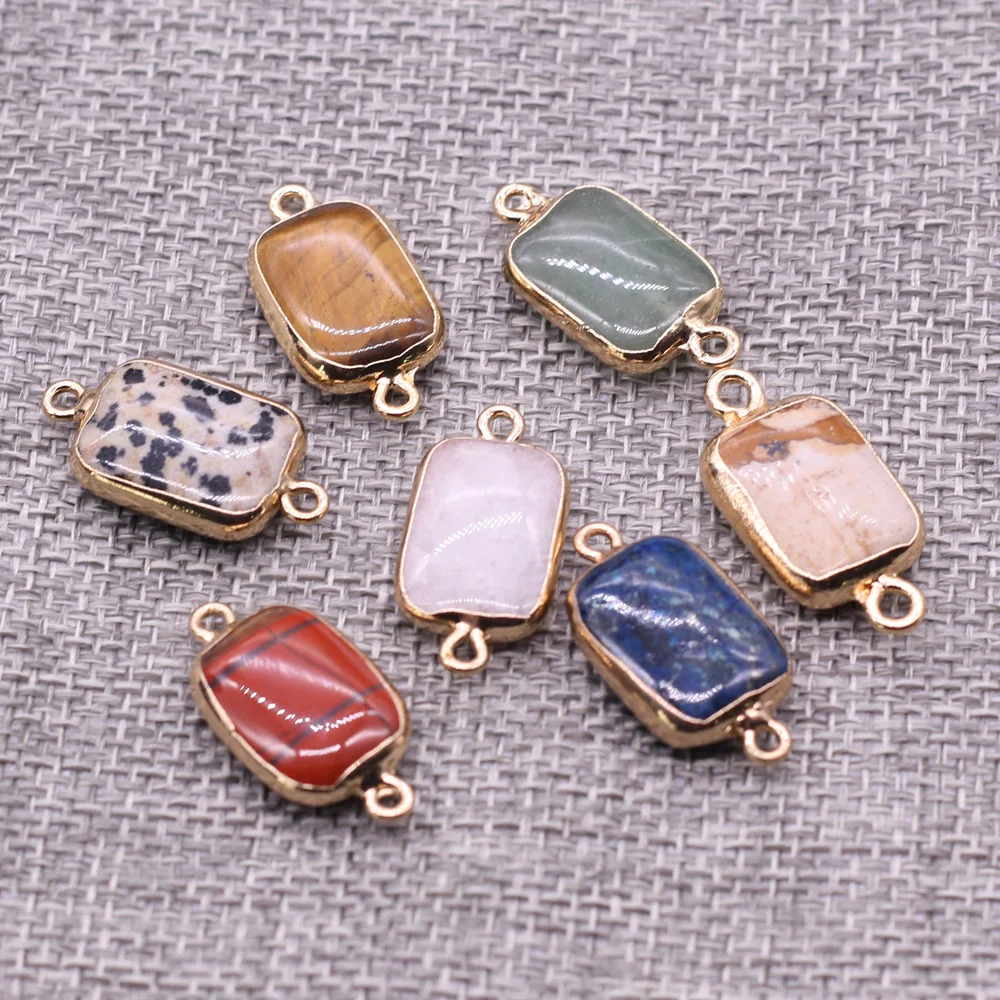 

Natural Stone Two-hole connector Exquisite Charms Rectangle Pendant For Jewelry Making DIY Necklace Bracelet Accessory
