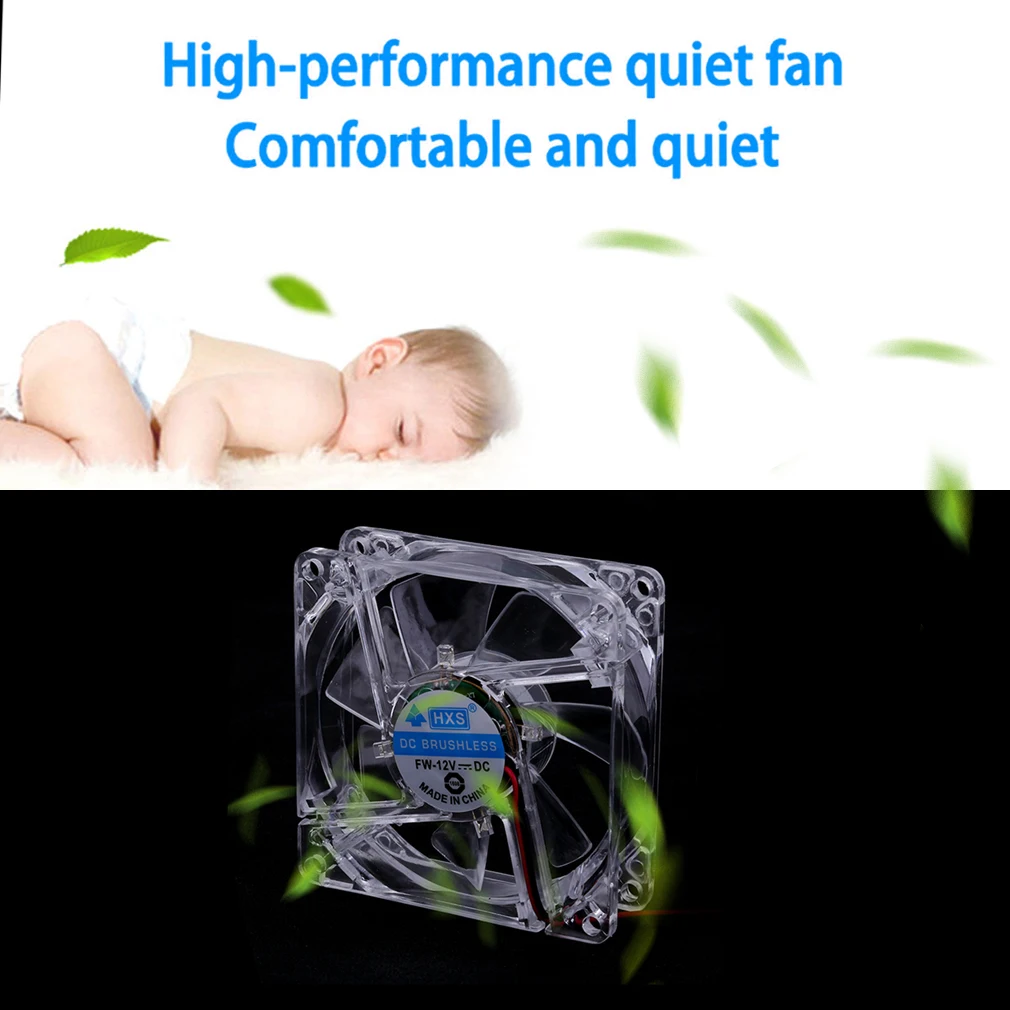 12V 0.20A 80 x 80 x 25 mm Computer fan 4 LED Silent PC Computer Case Cooler Cooling Fan Mod blue and colorful light