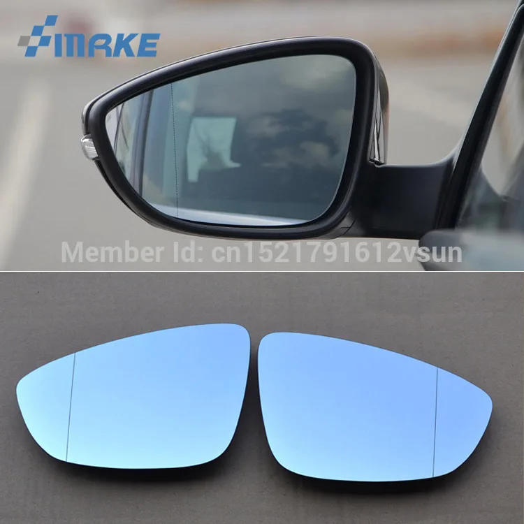 smRKE 2Pcs For Volkswagen Magotan Rearview Mirror Blue Glasses Wide Angle Led Turn Signals light Power Heating