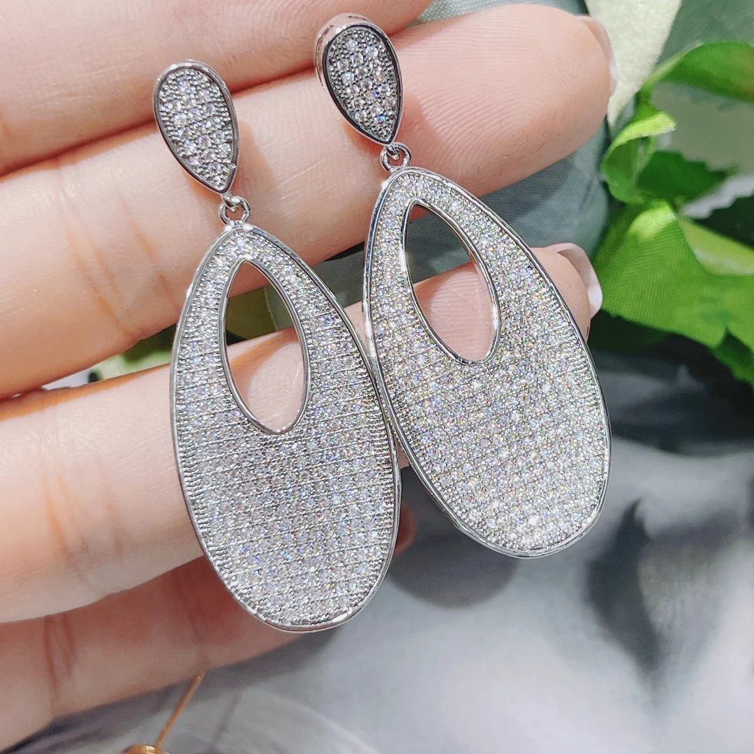 

HIBRIDE Fashion Big Water Drop Design Cubic Zircon Earrings For Women Wedding Party Dubai Bridal Earring boucle d'oreille E-1011