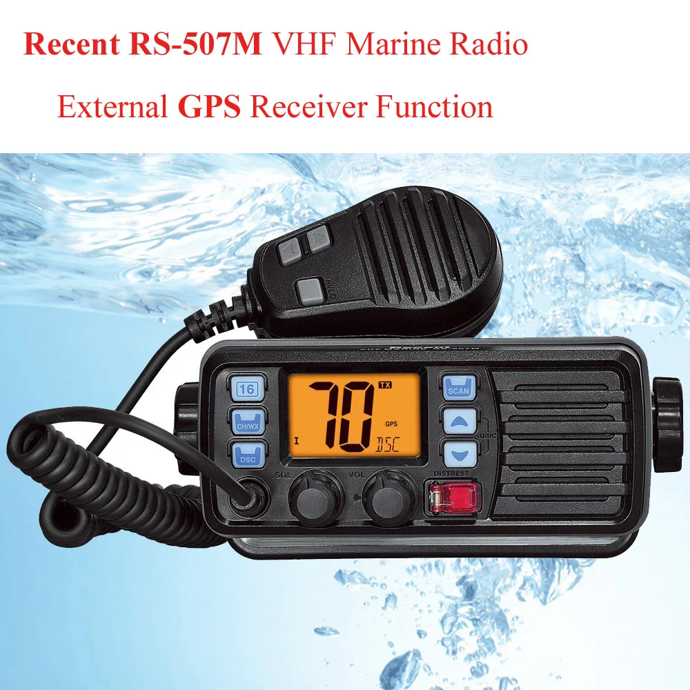RS-507M reciente con GPS VHF Radio marina flotador Clase D canal meteorológico con alerta 25W Walkie Talkie móvil