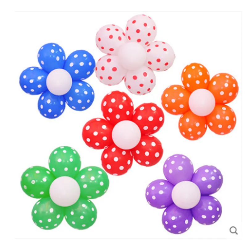 12 inch flower shaped polka dot latex balloons, baby shower, wedding, birthday party decoration, children's toys