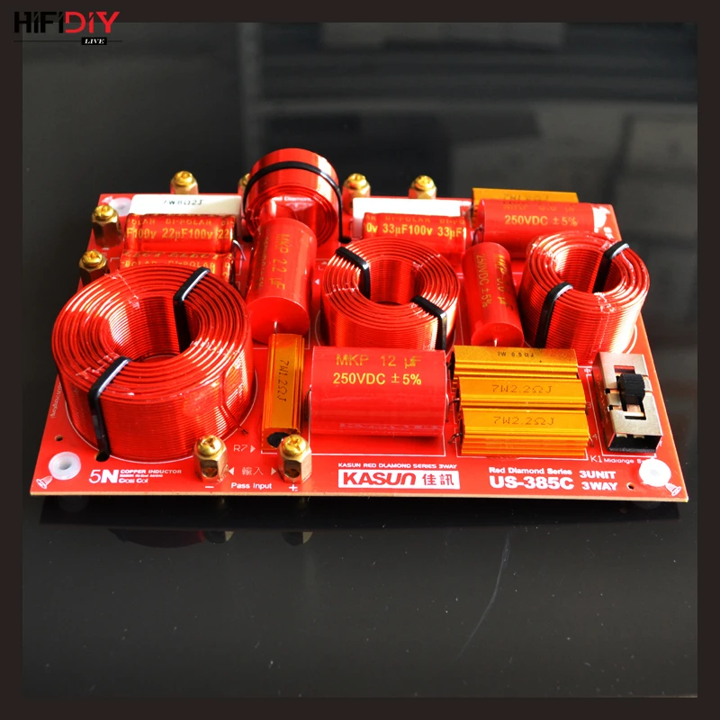 HIFIDIY LIVE US-385C 3 Way 3 speaker Unit (tweeter + mid +bass )HiFi Home Speakers audio  Frequency Divider Crossover Filters