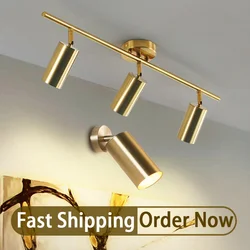 LED Track Light GU10 Aluminum Ceiling Light Modern Golden Tracking Lighting Fixture Clothing Shop Spotlights