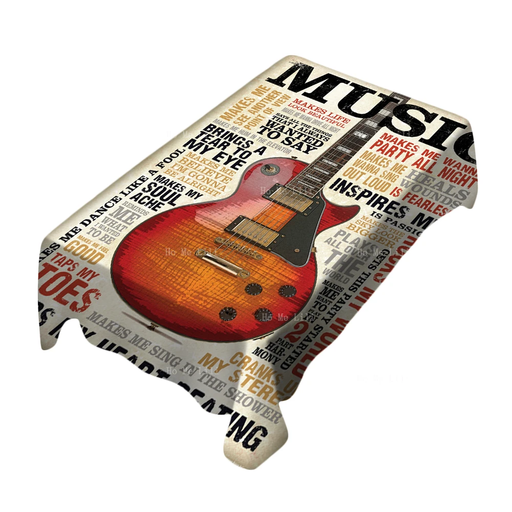 Electric Guitar Rock Music Inspirational Musical Quotes Poster Water Resistant Tablecloth By Ho Me Lili Tabletop Decoration