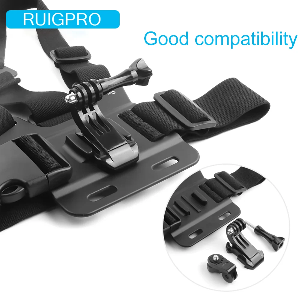 Ruigpro قابل للتعديل تسخير الصدر حزام جبل ل DJI osmo عمل كاميرا Gopro بطل 10 9 8 7 6 5 4 شاومي يي 4K ملحق