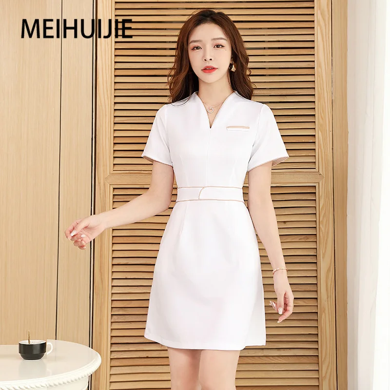 Esthetic Uniform Summer Short Sleeve Beauty Salon Suit Women\'s Spa Beautician Clothing Hotel Massage Workwear Korean Overalls