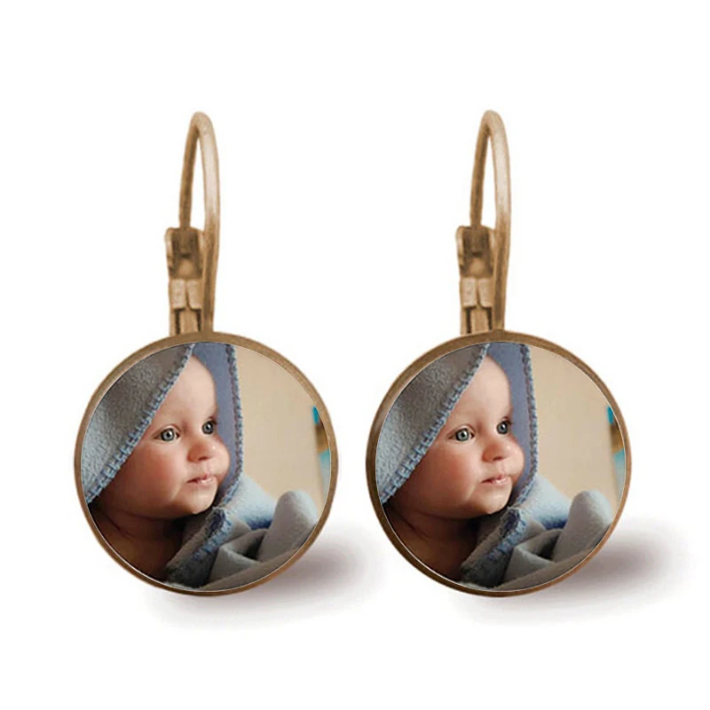 Personalized Custom Earrings Photo Mum Dad Baby Children Grandpa Parents Customized Designed Photo Gift For Family Anniversary