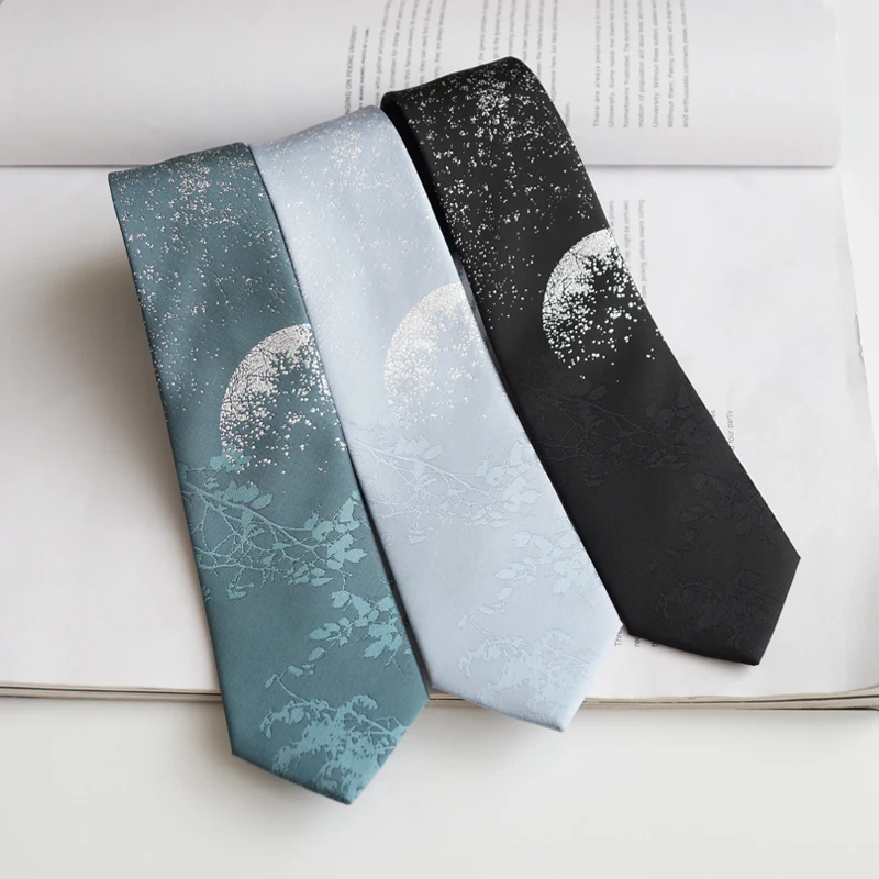 Free Shipping New Male Men's Original design female students [Moon Shadow] Hot Silver Edition Black Blue Green Necktie 3 Colors