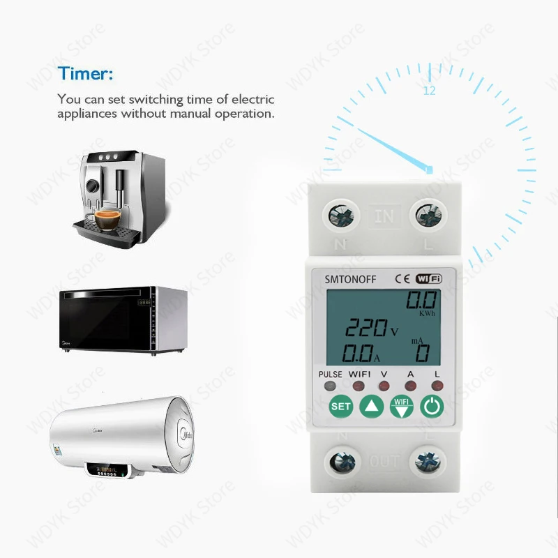 Vida inteligente tuya wi fi inteligente medidor de energia pré-pago medidor de energia kwh medidor wattmeter sobre sob vazamento de tensão proteger