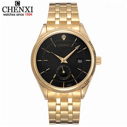 CHENghts-Montre-bracelet en or pour homme, marque de luxe, célèbre, à Quartz, calendrier